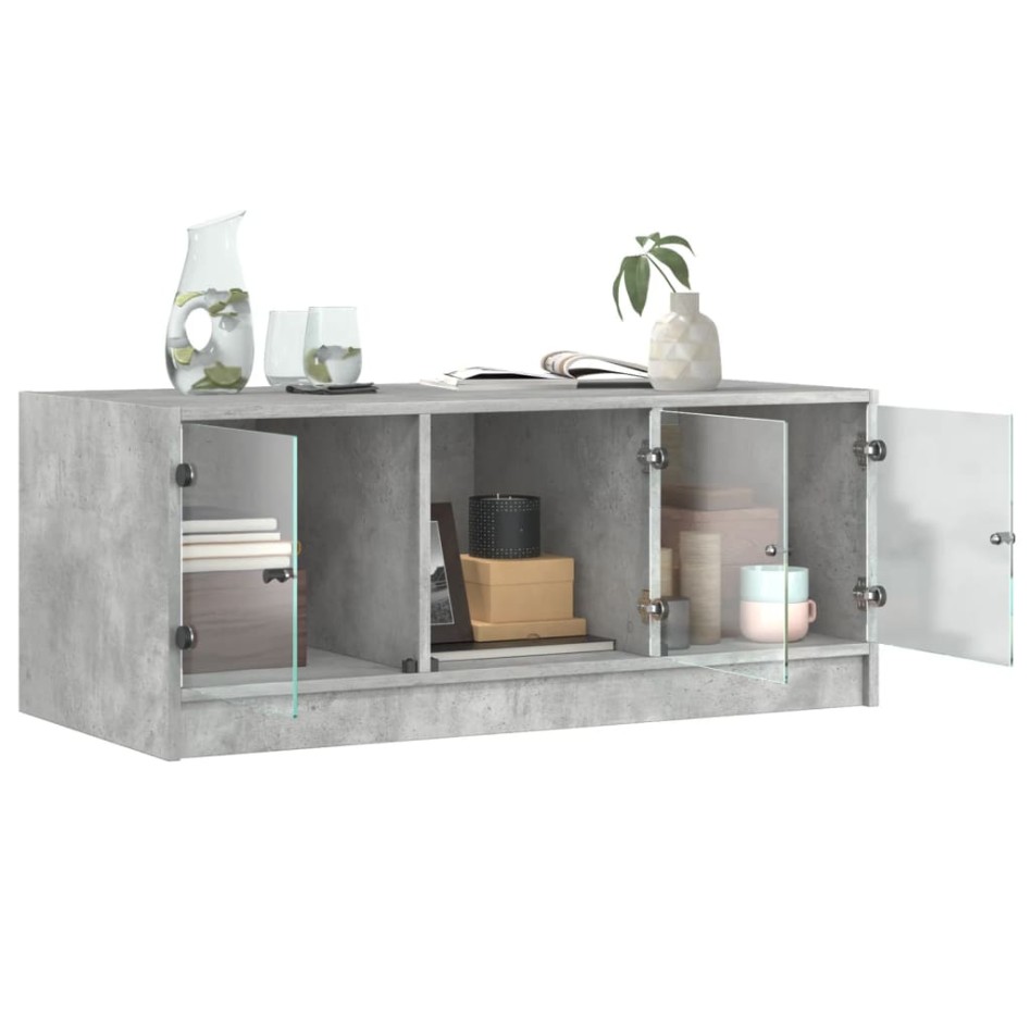 Mesa de centro con puertas de vidrio grs hormigón 102x50x42