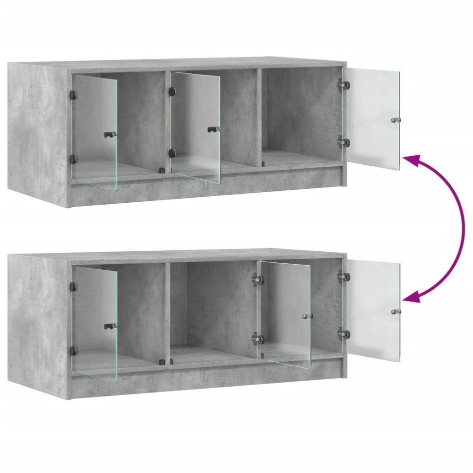 Mesa de centro con puertas de vidrio grs hormigón 102x50x42