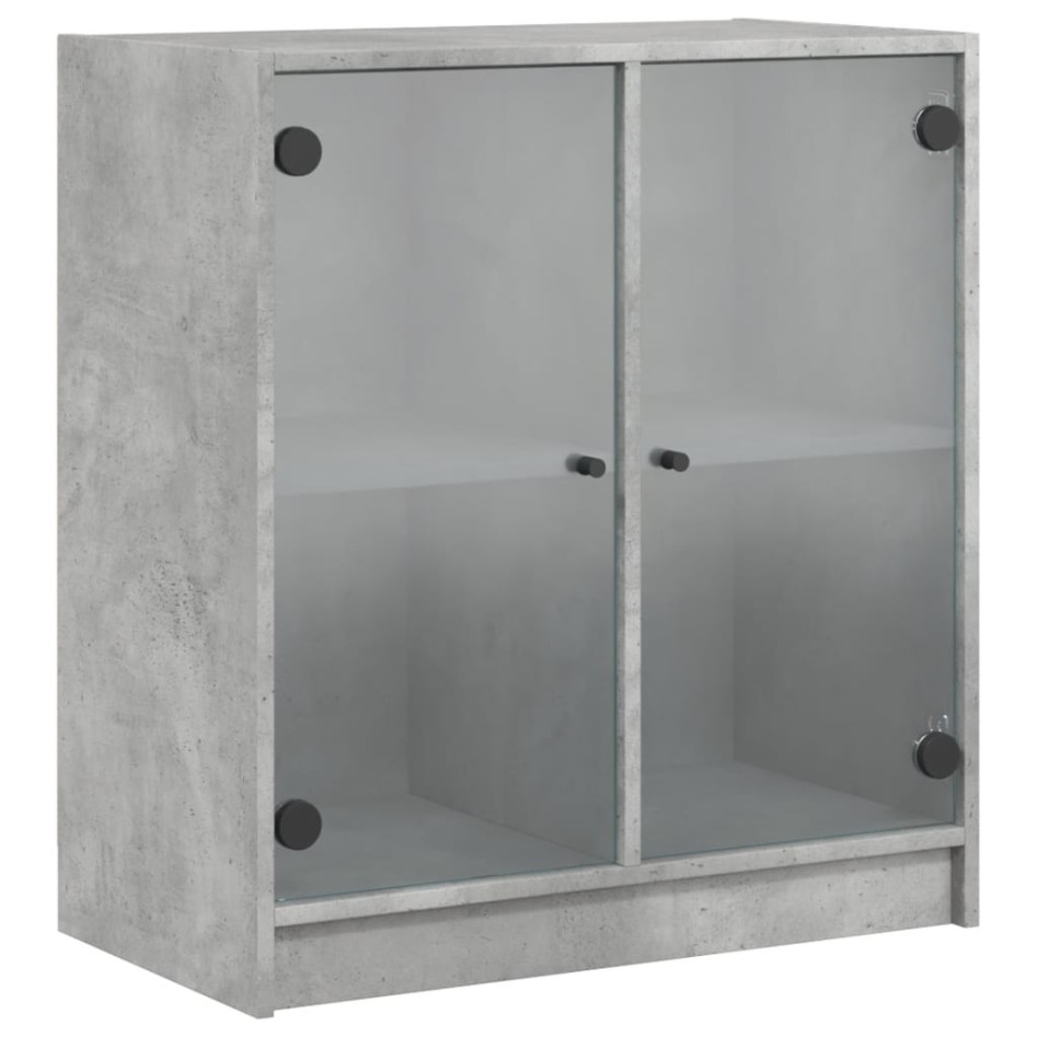 Armario auxiliar puertas de vidrio gris hormigón 68x37x75,5