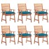 Sillas comedor de jardín y cojines 6 uds madera maciza