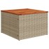Mesa de jardín ratán sintético madera acacia beige 55x55x37