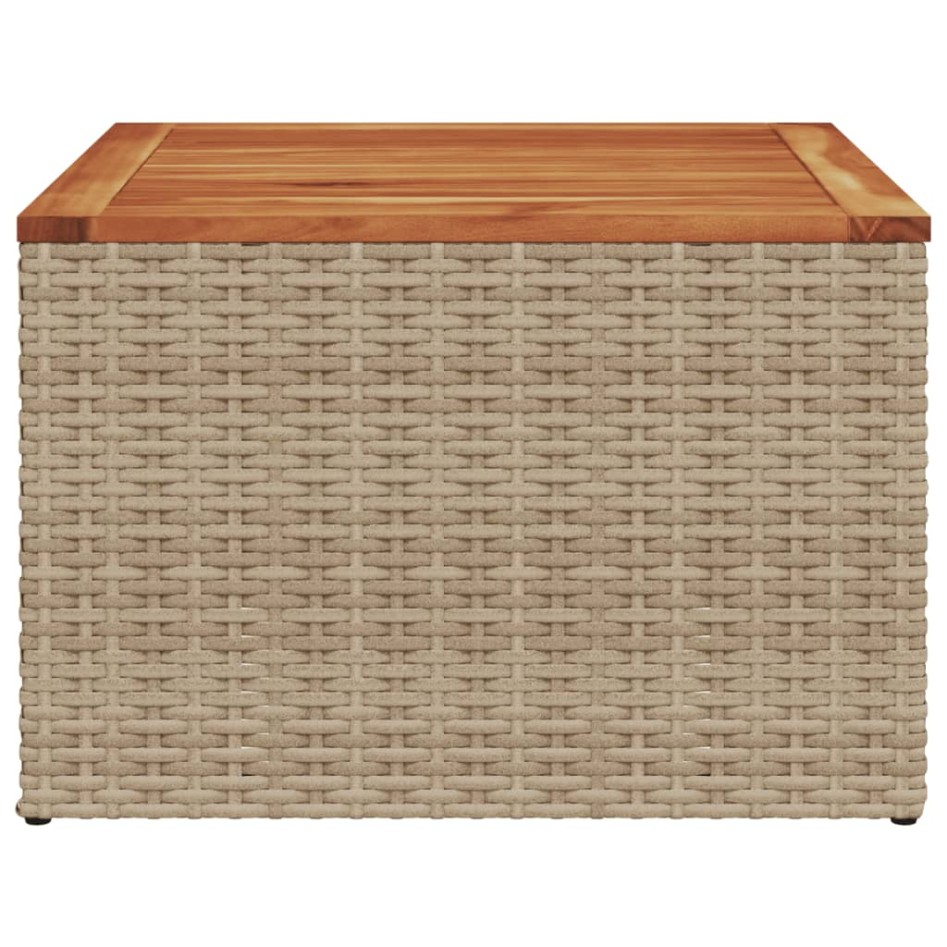 Mesa de jardín ratán sintético madera acacia beige 55x55x37