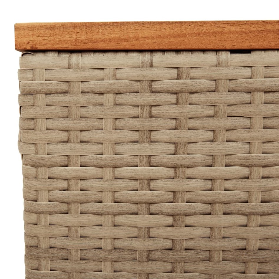 Mesa de jardín ratán sintético madera acacia beige 55x55x37