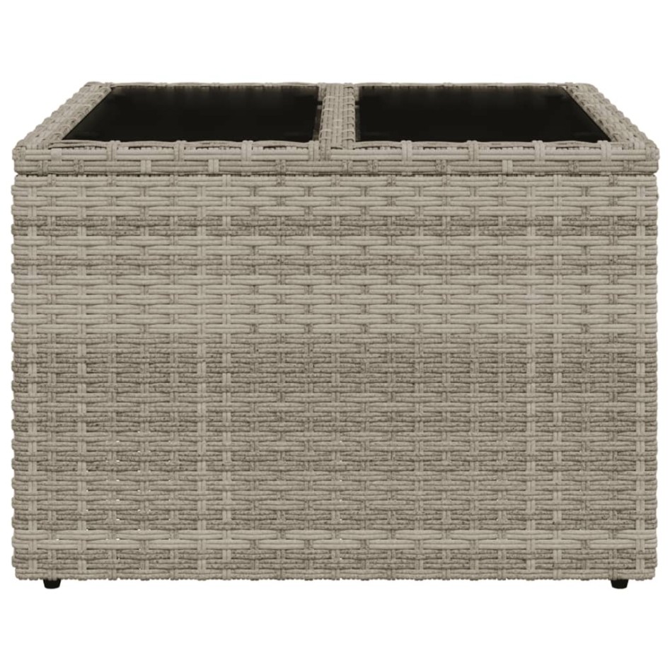 Mesa jardín superficie vidrio ratán PE gris claro 55x55x37