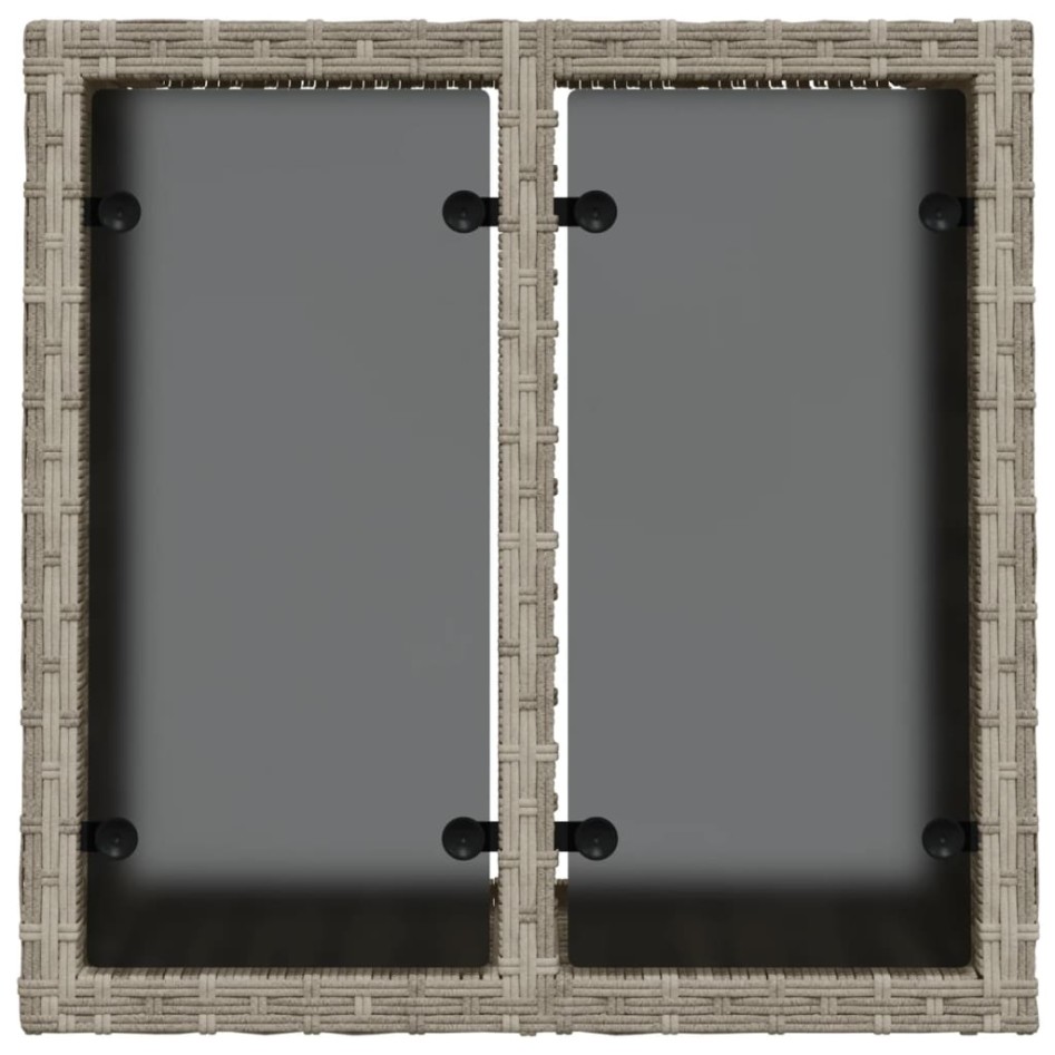 Mesa jardín superficie vidrio ratán PE gris claro 55x55x37