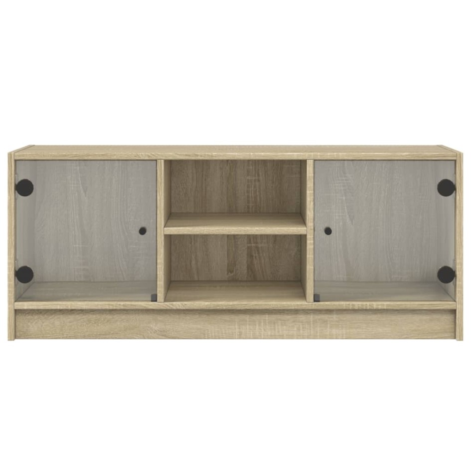 Mueble de TV con puertas de vidrio roble Sonoma 102x37x42
