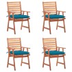 Sillas comedor de jardín y cojines 4 uds madera maciza acacia