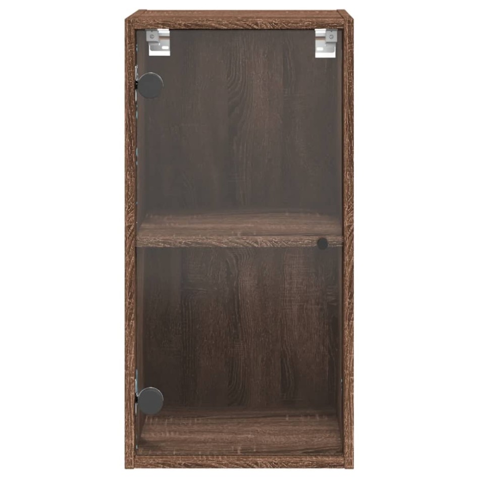 Mueble de pared puertas de vidrio marrón roble 35x37x68,5