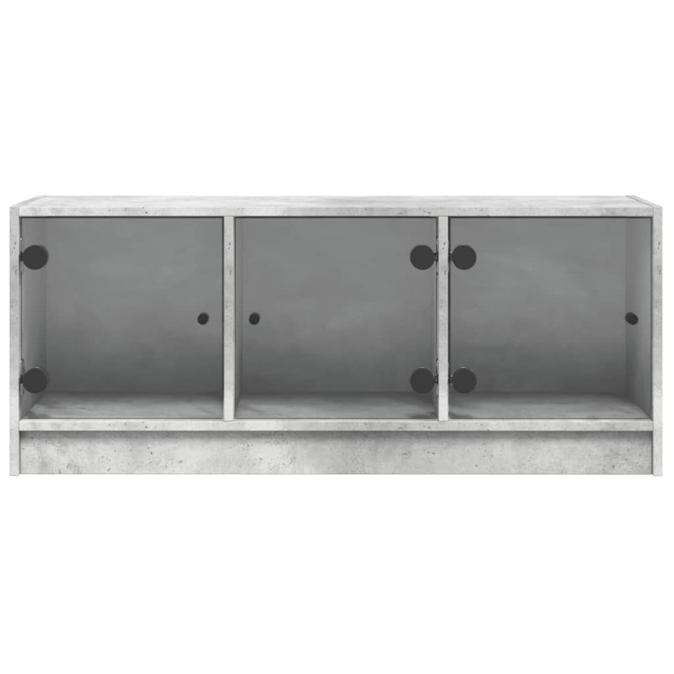 Mueble de TV con puertas de vidrio gris hormigón 102x37x42