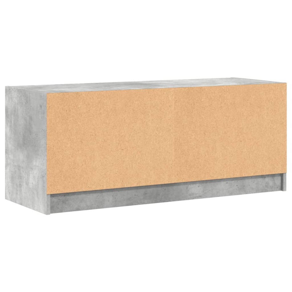 Mueble de TV con puertas de vidrio gris hormigón 102x37x42