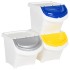 Cubos de basura apilables con tapa 3 uds PP blanco 78