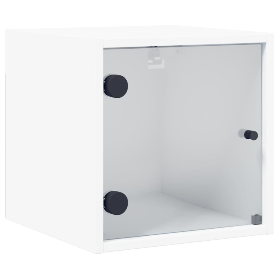 Mesitas de noche con puertas de vidrio 2 uds blanco 35x37x35