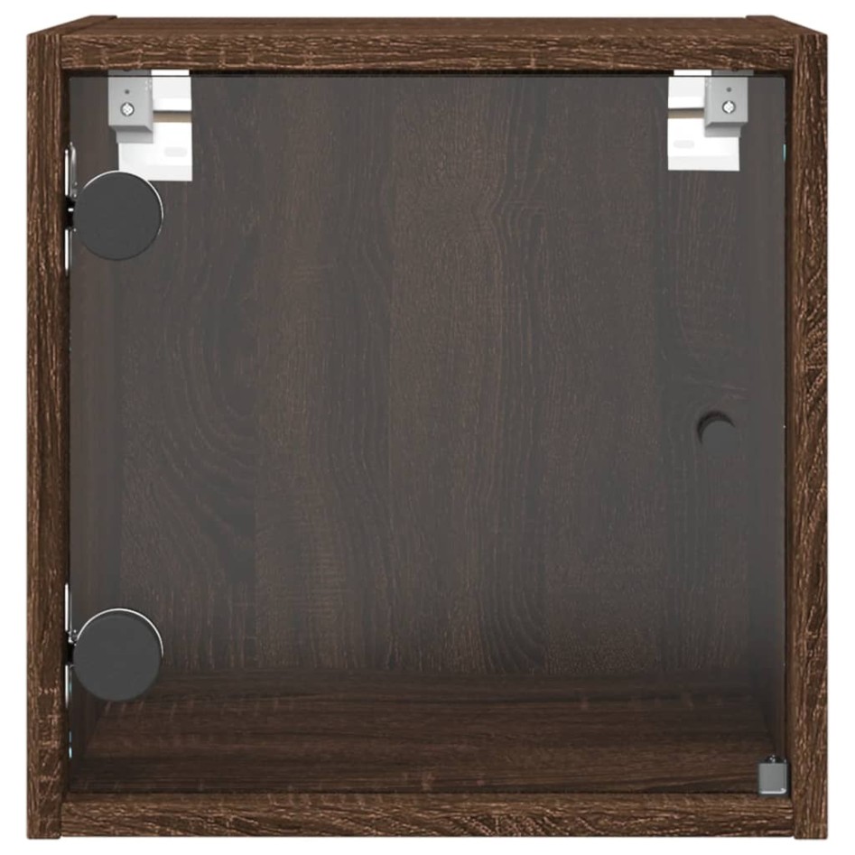 Mesitas noche con puertas vidrio 2 uds roble marrón 35x37x35