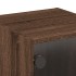 Mesitas noche con puertas vidrio 2 uds roble marrón 35x37x35