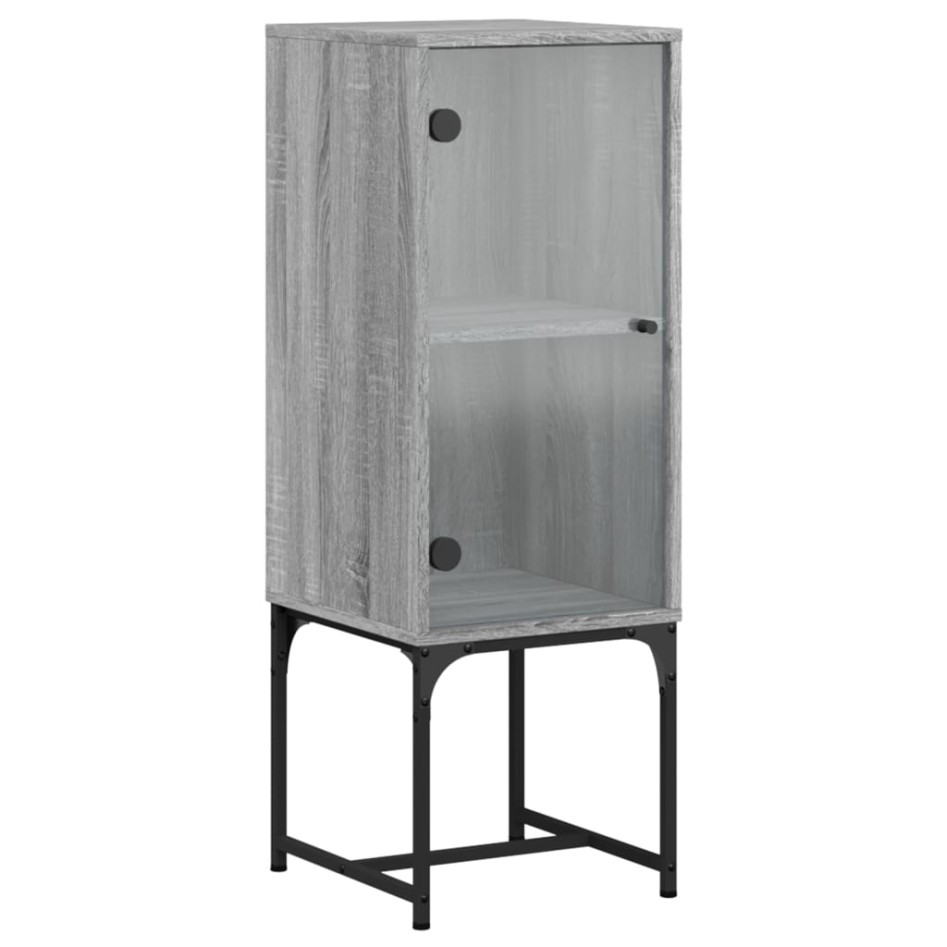 Armario auxiliar con puerta de vidrio gris Sonoma 35x37x100