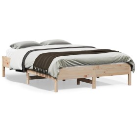 Estructura de cama sin colchón madera maciza de pino 120x190