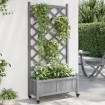 Jardinera con enrejado y ruedas madera maciza de abeto gris