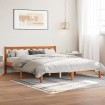 Cama sin colchón madera maciza de pino marrón cera 160x200 cm