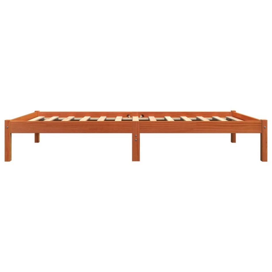 Cama sin colchón madera maciza de pino marrón cera 100x200