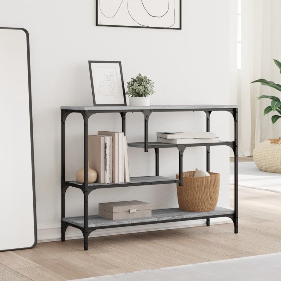 Mesa consola madera de ingeniería gris Sonoma 100x30x75