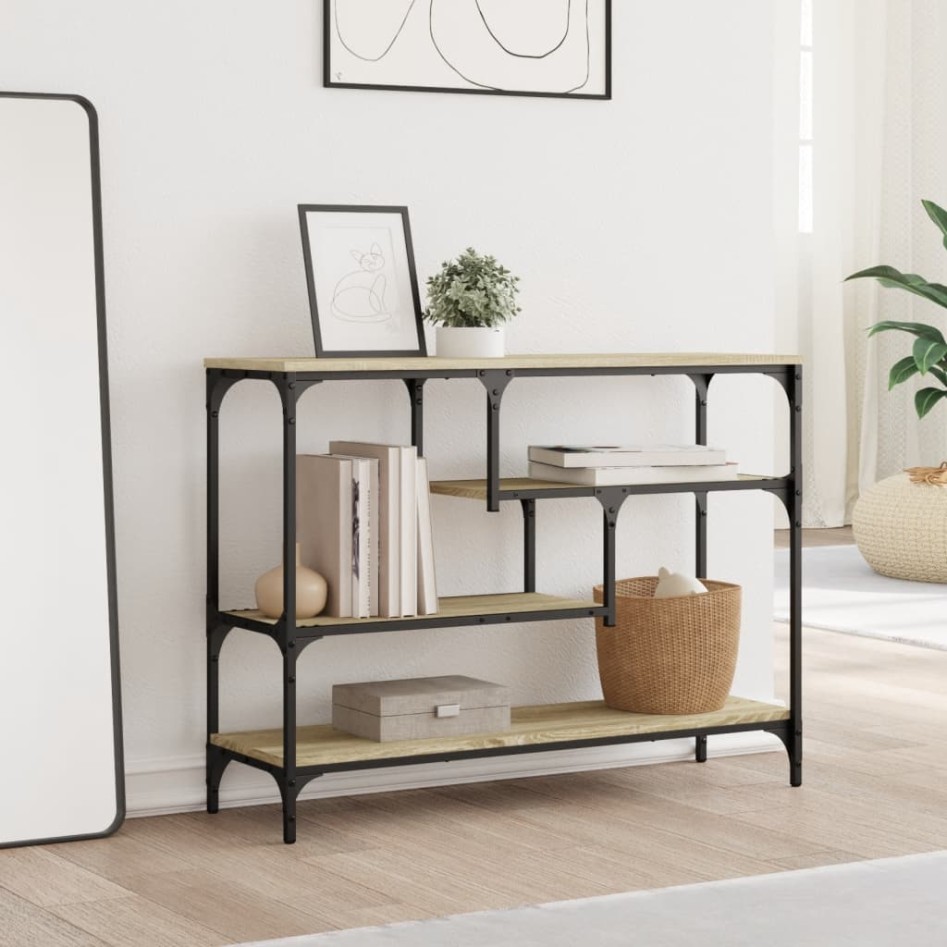 Mesa consola madera de ingeniería roble Sonoma 100x30x75