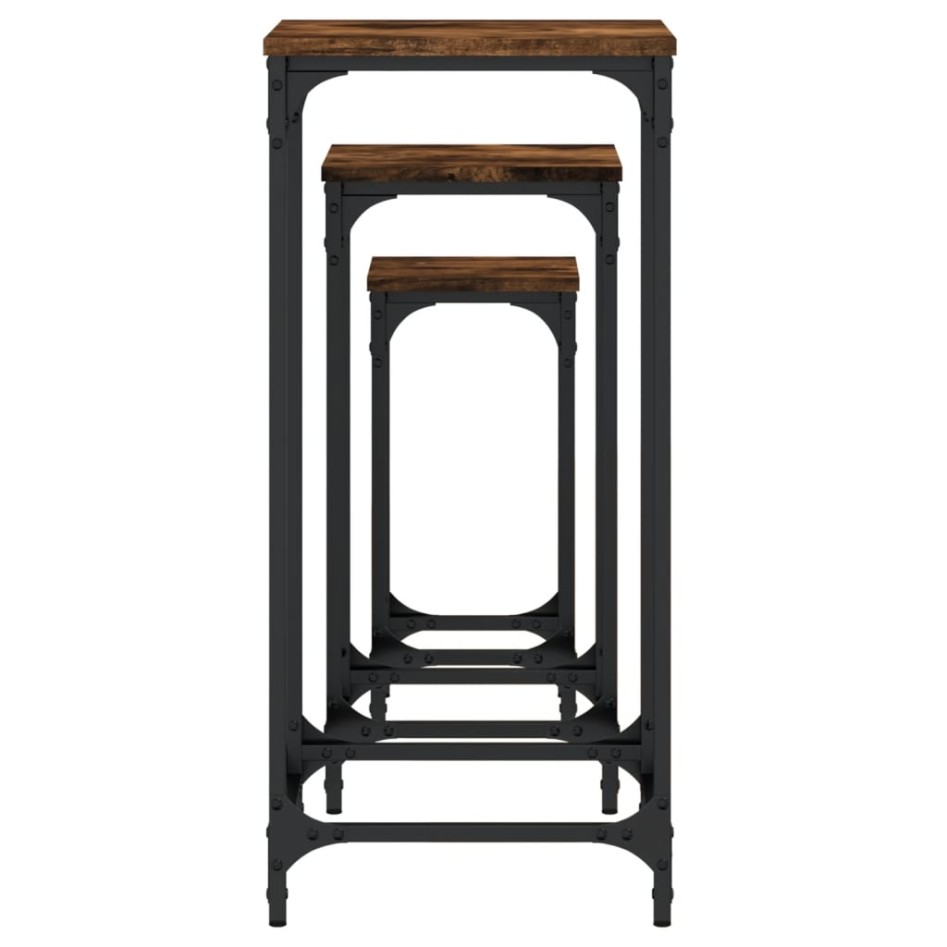 Mesas apilables 3 unidades madera ingeniería roble