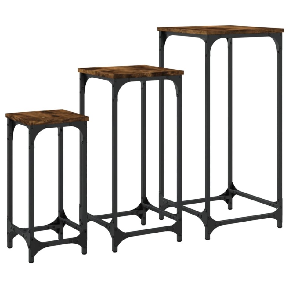 Mesas apilables 3 unidades madera ingeniería roble