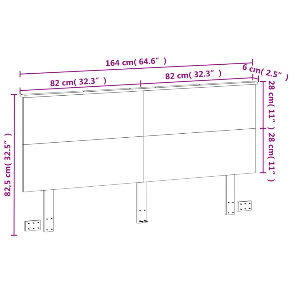 Cabecero de cama madera maciza de pino marrón cera 160
