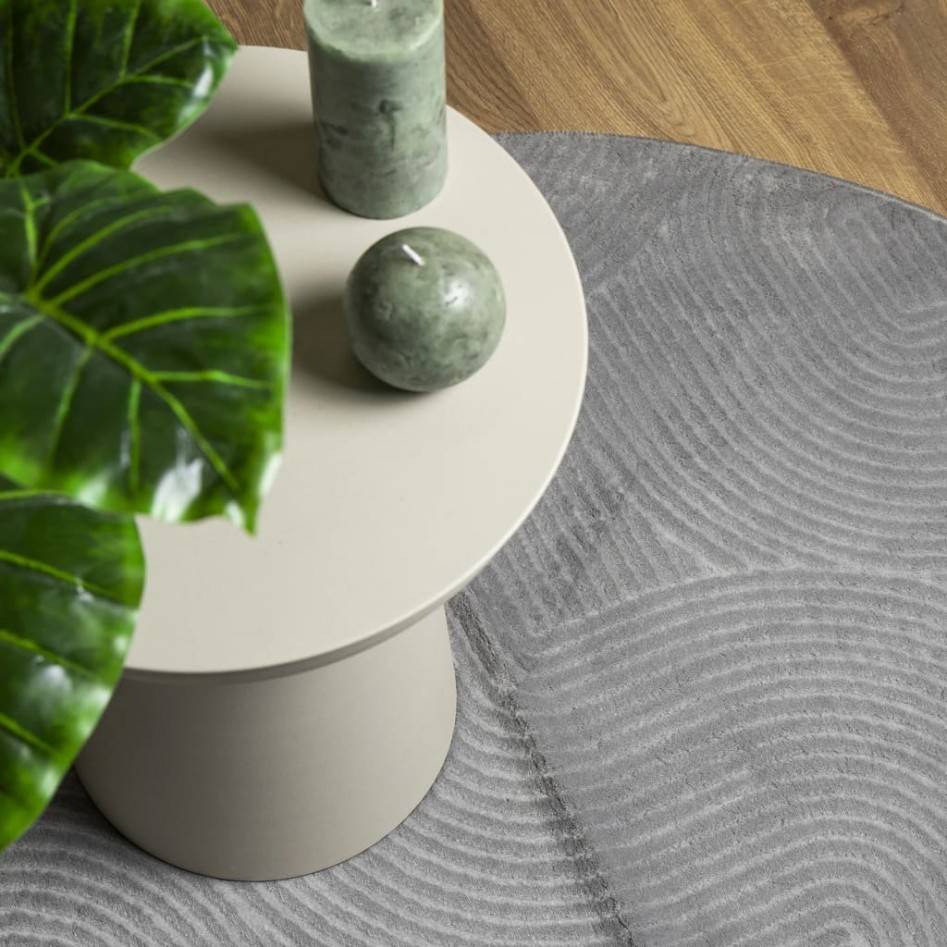 Alfombra de pelo corto look escandinavo IZA gris Ø 120