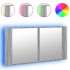 Armario espejo de baño luz LED acrílico gris Sonoma 90x12x45