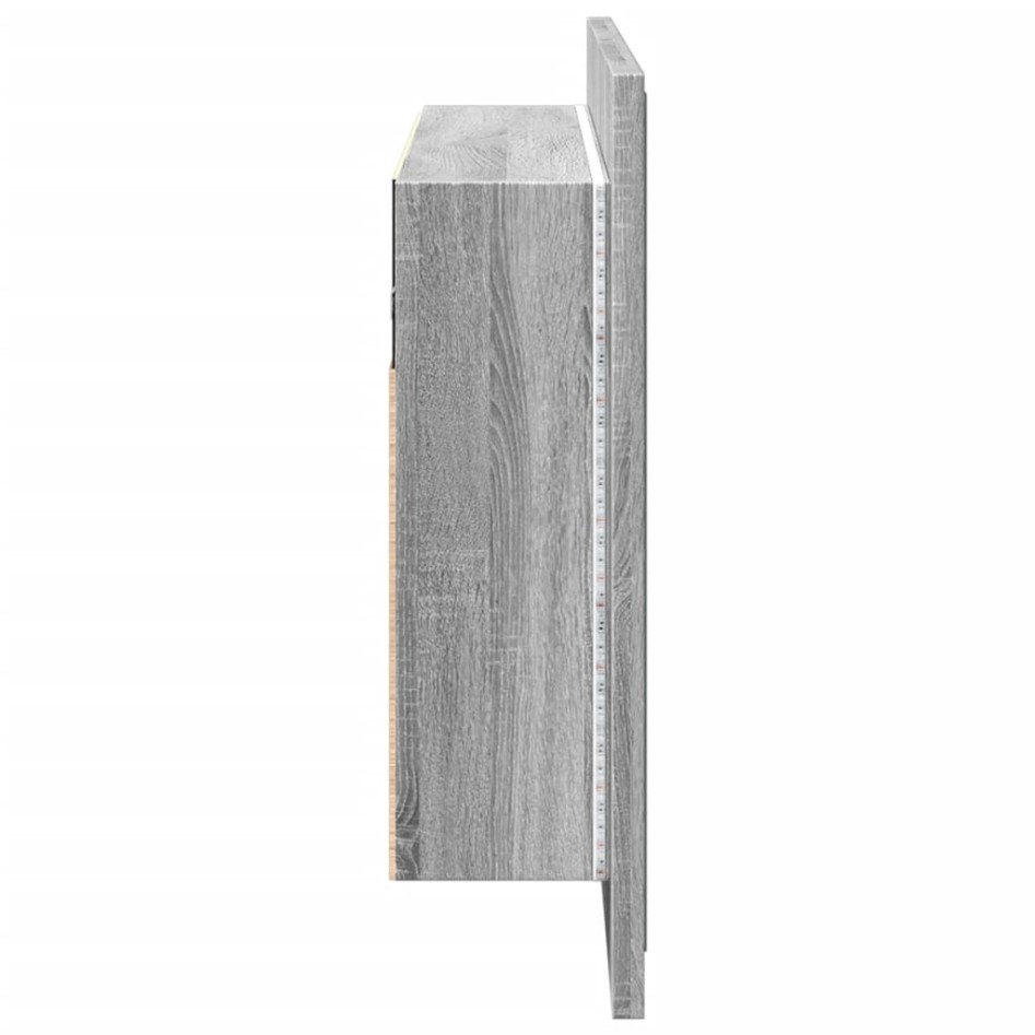 Armario espejo de baño luz LED acrílico gris Sonoma 90x12x45