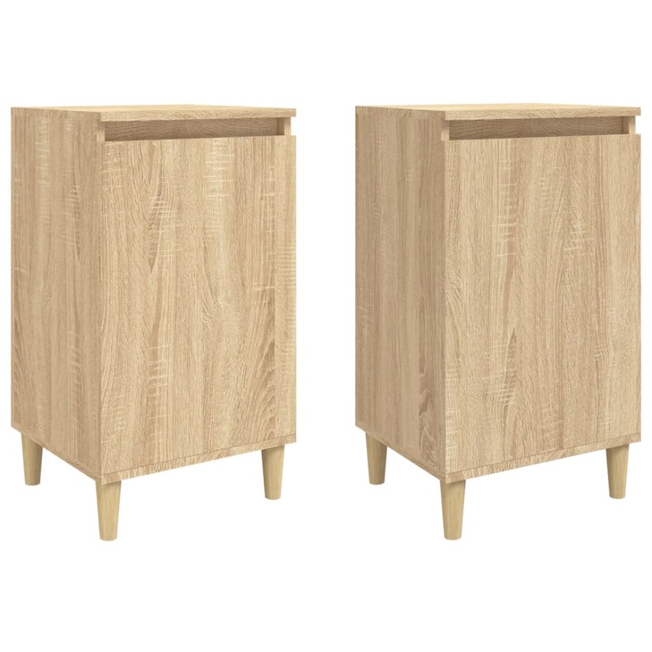 Mesitas de noche 2 uds madera contrachapada roble 40x35x70