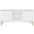 Mueble de TV con patas de madera maciza blanco 103,5x35x50