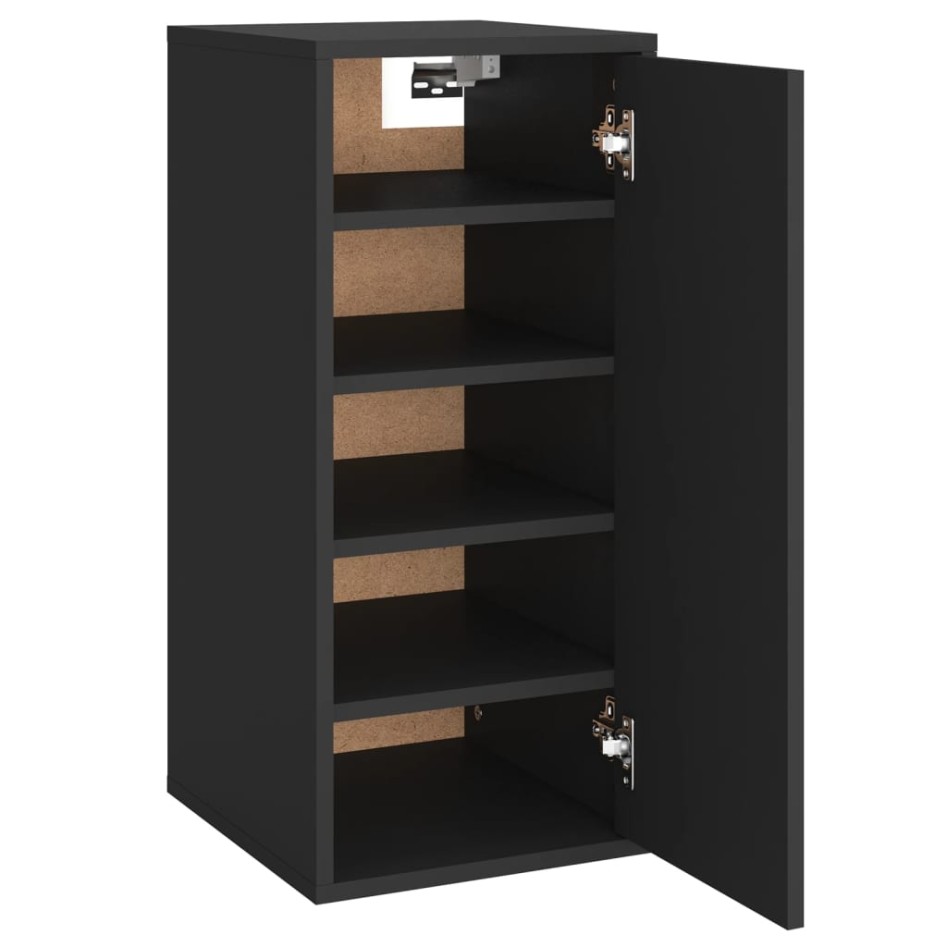 Mueble zapatero de madera contrachapada negro 32x35x70