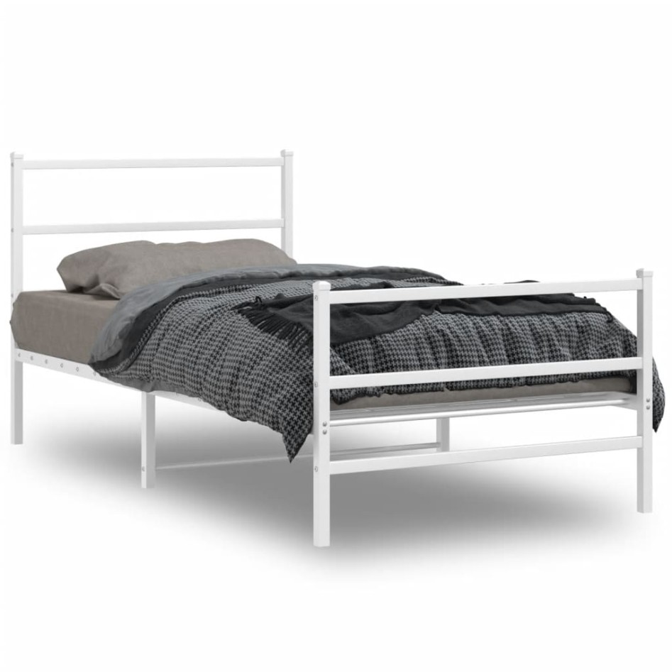 Estructura cama sin colchón con estribo metal blanco 100x200