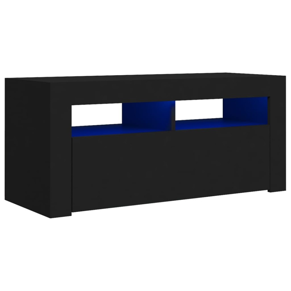 Mueble de TV con luces LED negro 90x35x40