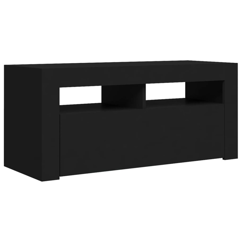 Mueble de TV con luces LED negro 90x35x40