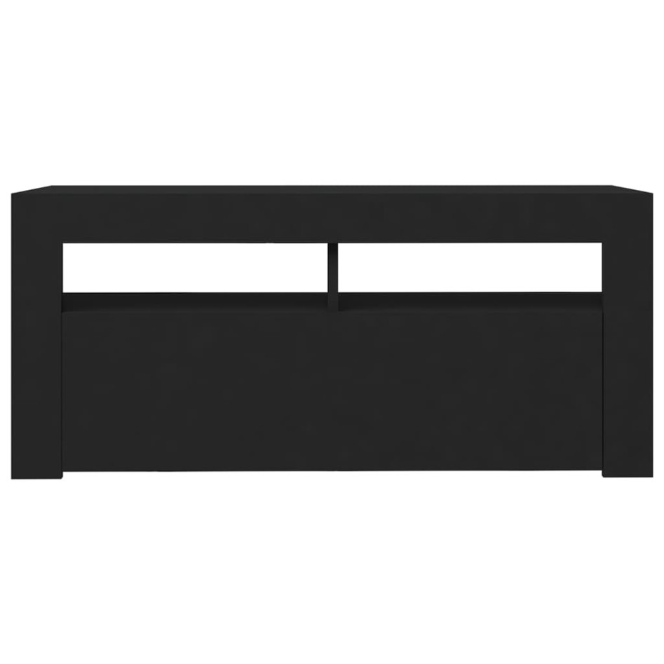 Mueble de TV con luces LED negro 90x35x40