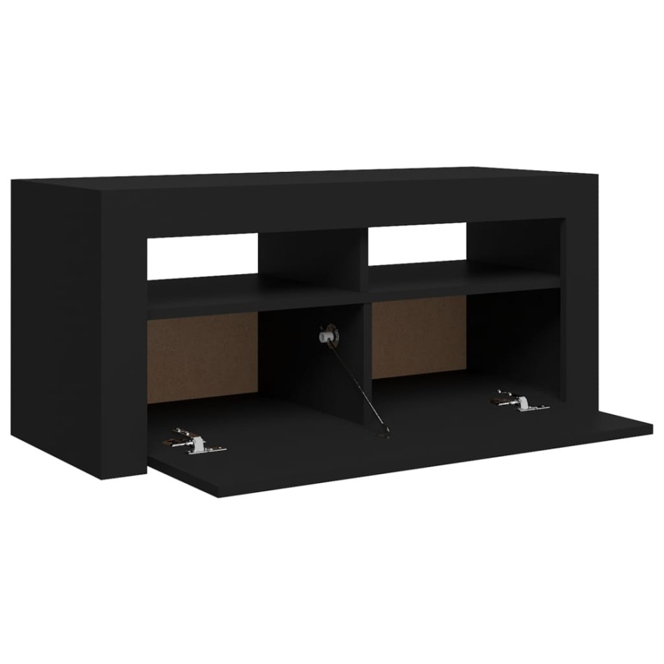 Mueble de TV con luces LED negro 90x35x40