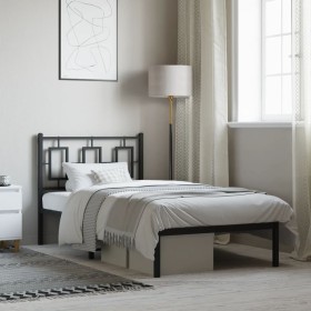 Estructura cama sin colchón con cabecero metal negro 90x200