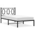 Estructura cama sin colchón con cabecero metal negro 90x200