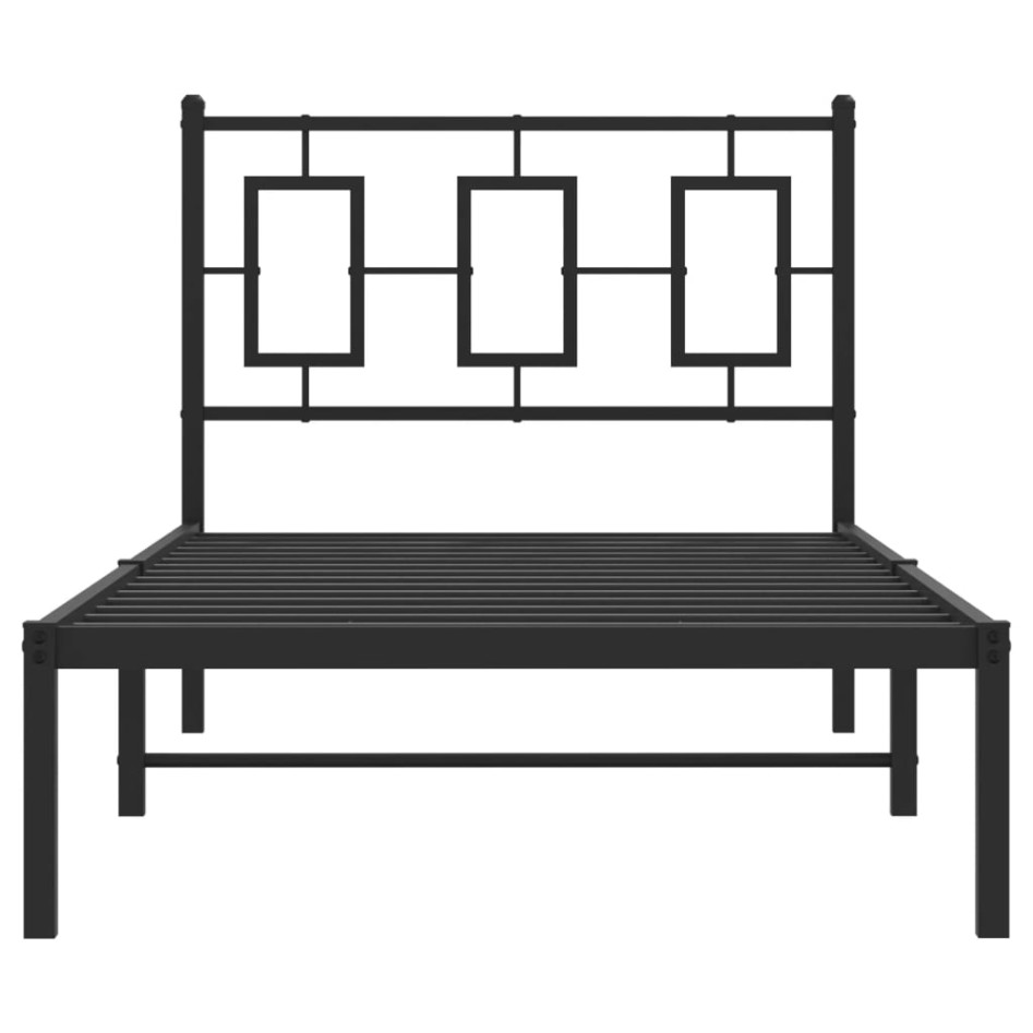 Estructura cama sin colchón con cabecero metal negro 90x200