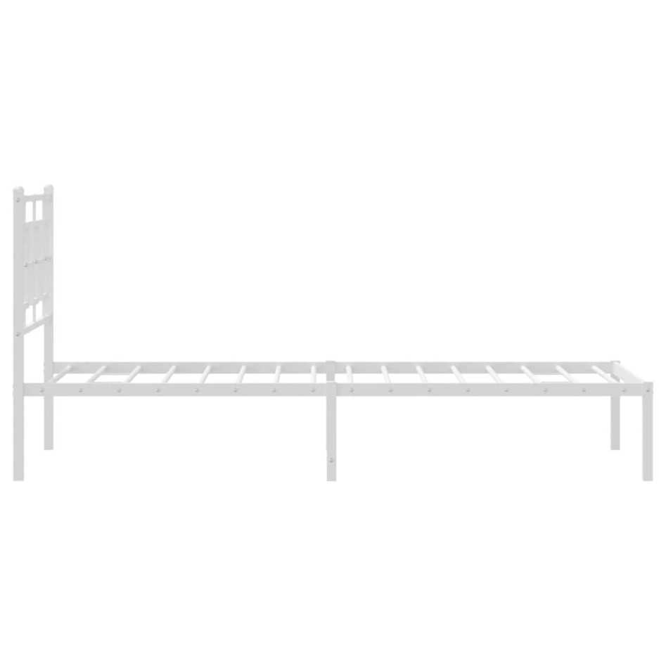 Estructura cama sin colchón con cabecero metal blanco 90x200