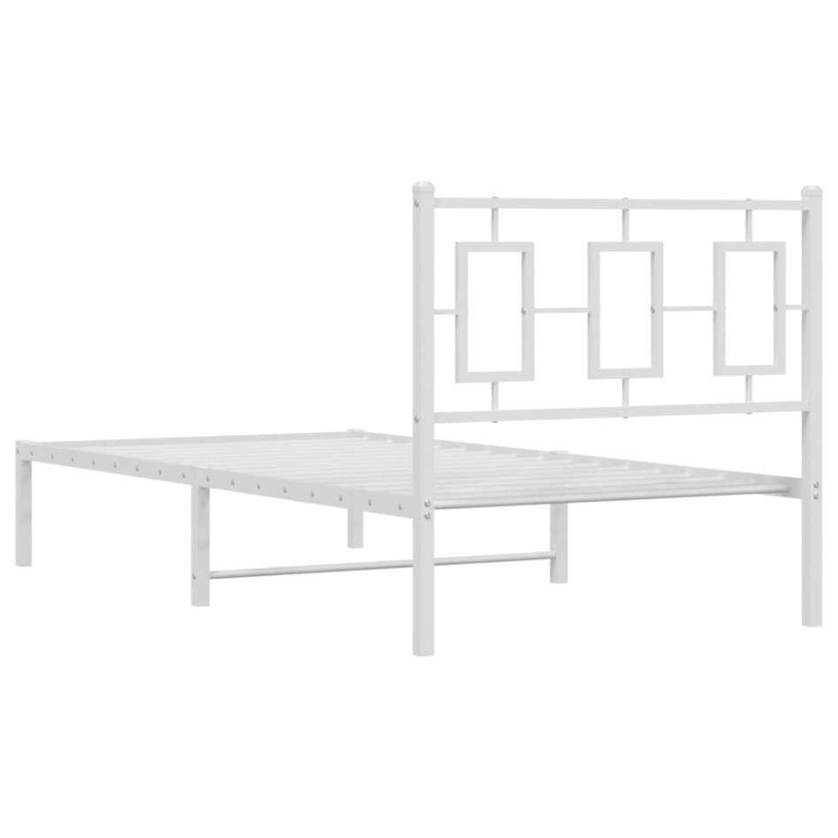 Estructura cama sin colchón con cabecero metal blanco 90x200