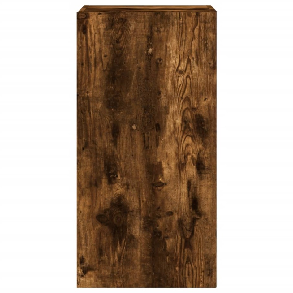 Mueble de TV de pared con luces LED roble ahumado 30,5x35x80