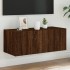 Mueble de TV de pared con luces LED marrón roble 80x35x31