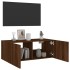Mueble de TV de pared con luces LED marrón roble 80x35x31