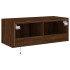 Mueble de TV de pared con luces LED marrón roble 80x35x31