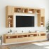Muebles de TV de pared luces LED 2 uds roble Sonoma 60x30x40