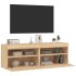 Muebles de TV de pared luces LED 2 uds roble Sonoma 60x30x40